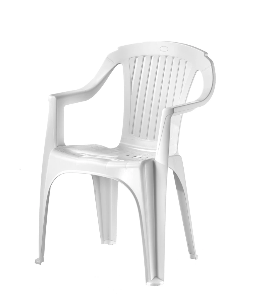 SEDIA DA ESTERNO "VERONA" IN POLIPROPILENE COLORE BIANCO CON SCHIENALE BASSO, 57X53X81 CM